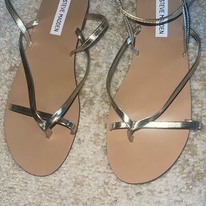 Steve Madden Metallic Gold Strappy Sandals, NEW!